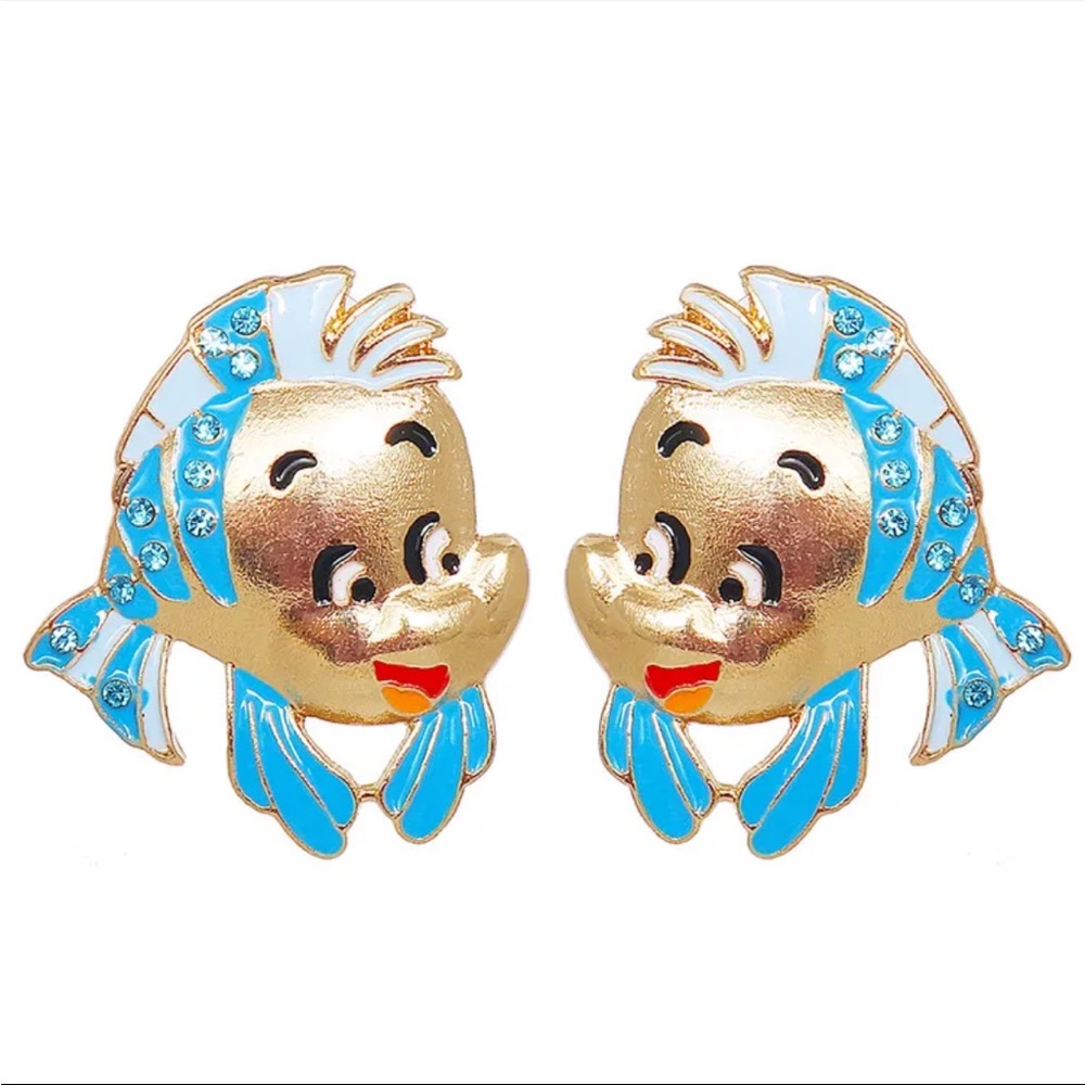Disney inspired flounder little mermaid earrings